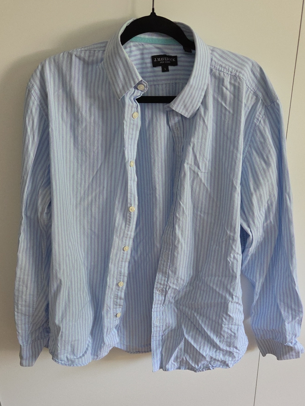 Light Blue Stripe Men’s Button-Up Shirt